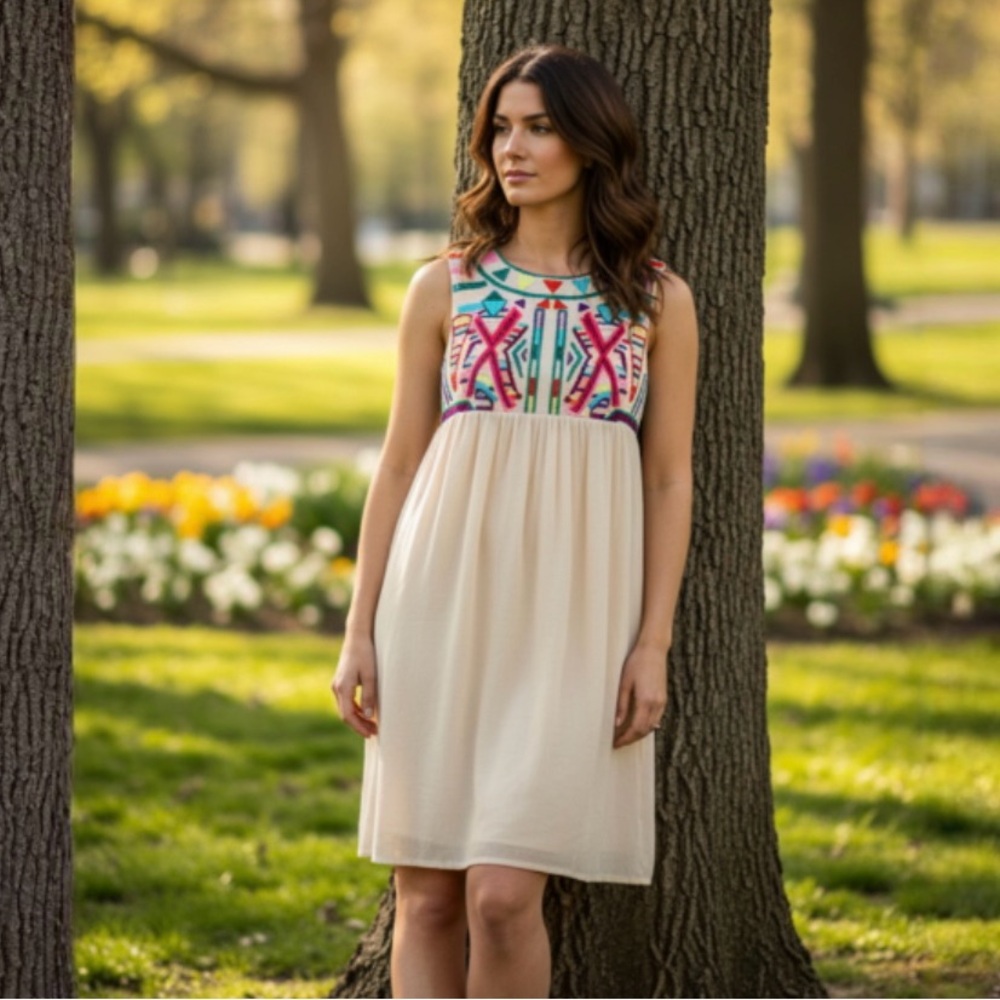 Anthropologie by Gryphon Embroidered Mini Dress